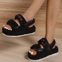 Fashion Soft | Plateau Damen Klettverschluss Sandale für den Sommer – Schwarz
