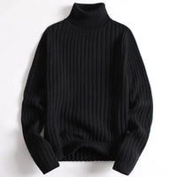 ERIK - PULLOVER AUS RIPPSTRICK MIT ROLLKRAGEN – Schwarz