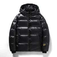 Herren Winter-Daunen Jacke mit Kapuze | Schwarz – Schwarz