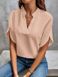 Sophia | Plissee-Front Stehkragen Bluse – Rosa