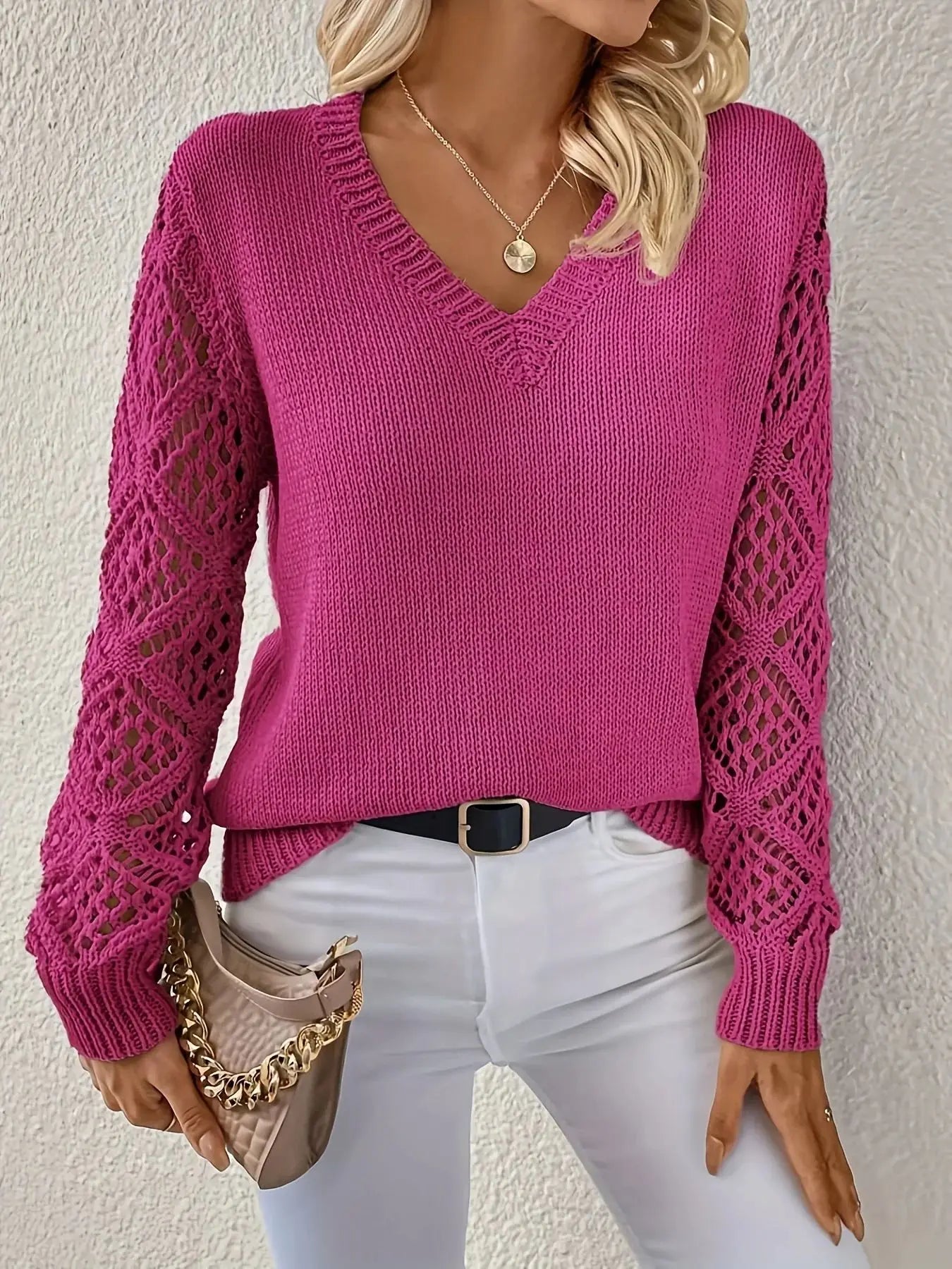 Kendra - Lässiger V-Ausschnitt Strickpullover