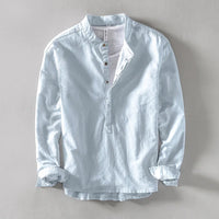 Nevio | Herren Langarm-Henley-Shirt – Hellblau