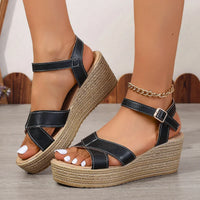 Vanessa | Gepolstert Keilabsatz Sandalen – Schwarz