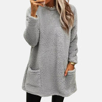 Oriella - Weicher Fleece Pullover Mit Tasche – Grau