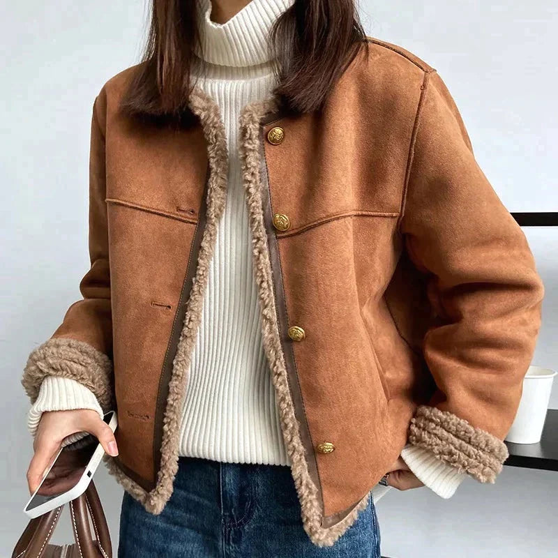 Justinee | Modische, Knopffrontige Jacke aus weichem Fleece für Damen