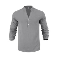 Orvian™ Hemd aus Premium-Leinen mit Minimalistischem Henley-Kragen – Grau