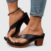 Paige | Blockabsatz Plateau Sandalen – Schwarz