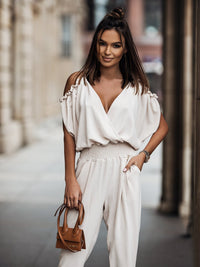 Hannah - Femininer & Lässiger Off-Shoulder Jumpsuit – Weiß