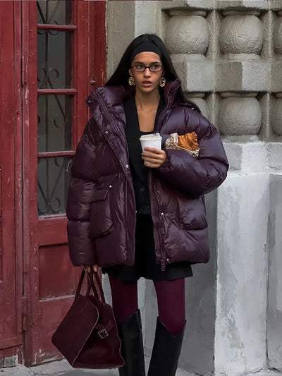 Kyie | Neue burgunderrote Winterjacke Damen, warm und stilvoll