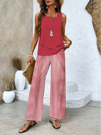 Elisa | Leichtes und elegantes Sommeroutfit – Gestreift rot
