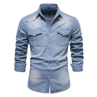 Hunter | Knopfleiste Classic-Fit Hemd – Denim Blau