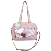 Heidi-Mode | Japanische Schultertasche für Frauen Pu Leder Itabag Transparente Tasche Jk Tote Tasche Handtaschen Preppy Tasche Ita Tasche Umhängetasche – Rosa