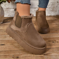 Maureen - Lässige Plüsch Stiefel – Braun