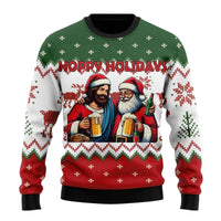 Herren-Pullover mit musterdesign | moderner schnitt – Grün/Weiß/Rot