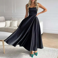 Heidi-Mode | Modernes Ärmelloses Maxikleid mit Hoher Taille für Frauen – Schwarz