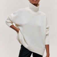 Margot - Gestrickter Rollkragenpullover – Weiß