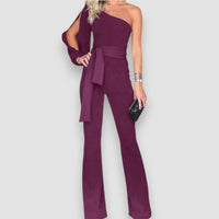 Emlily | Eleganter Ein-Schulter-Overall – Bordeaux