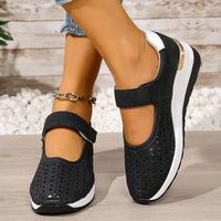 Thea - Damen Luftige Orthopädische Sommerschuhe mit Fußbett – Schwarz