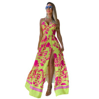 Jennifer - Long A-line dress – Gelb-Grün
