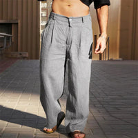 Dario | WEITE LEINENHOSE – Grau