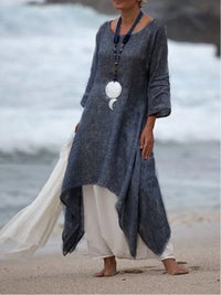 Esme Elegantes Zwei-Teiler Set | Luftiges Sommerliches Boho-Stil Ensemble mit weiten Hosen und Tunika – Dunkelgrau