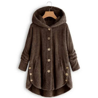 Stylische Fleece Jacke für Damen | Mit Kapuze – Braun