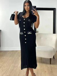 Stylische und Elastische Sommerkleid für Jeden Anlass – Schwarz