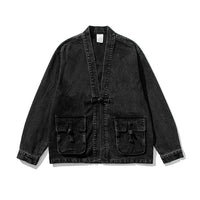 CECANIA - KIMONO-JACKE AUS DENIM – Schwarz