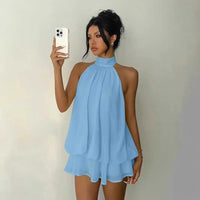 Serenya™ Kleid mit Halterbindung und Natürlicher Leichtigkeit – Hellblau