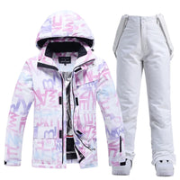 Damen Winter Skianzug | Jacke und Hose – Lila / Weiß