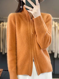 Zina | Kaschmir-Pullover mit Reißverschluss – Orange
