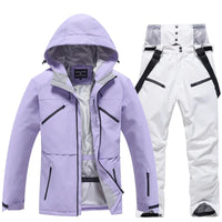 Unisex Winter Skianzug | Zweiteiliges Set – Lila / Weiß