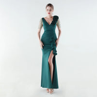 Aurielle™ Kleid mit Verziertem Schulterdesign und Premium-Verarbeitung – Dunkelgrün