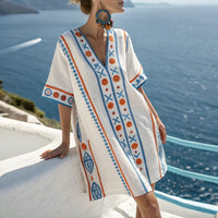 Elin | Elegantes Strandkleid für Sommerpartys und Strandtage – Hellblau Orange