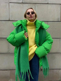 Natascha - Kuschelige Winterjacke mit Wolle – Grün