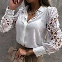 Elena Bluse mit Spitzenärmeln – Weiß
