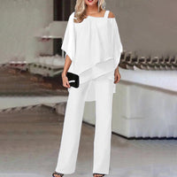 Zweiteiler für Damen - Elegantes Twin-Set mit Blusenshirt und Sommerhose – Beige