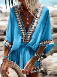 Jasmin Sommer-Jumpsuit | Leichter Strand-Short-Jumpsuit im Boho-Stil – Blau