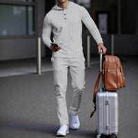 Manchester™ Set aus strukturiertem Baumwollstoff mit Kapuzenhoodie und Slim-Fit-Hose – Grau