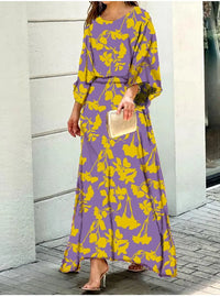 Dessa - Elegante bedruckte Zweiteiler – Lila/Gelb