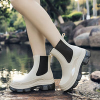 Gummistiefel Damen | Knöchelhöhe Mit Elastikseitenteilen – Weiß