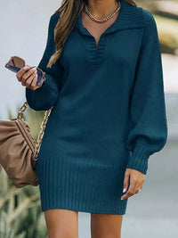 Zarica | Lässiges Strickkleid mit Umlegekragen und langen Ärmeln – Zeitlose Eleganz und Komfort – Style 4
