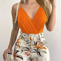 Blütenzauber™ Set Mit Floraler Shorts und Zarter Bluse. – Orange