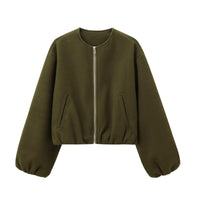 Damen Kurzjacke | Locker geschnittene Ausführung für Alltag – Olivgrün