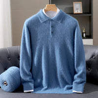 Leighton Cashmere Polo Sweater – Haze Blue