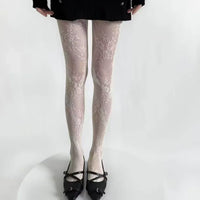 Modische Damen Strumpfhose | Ausgehöhlt – Weiß