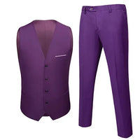 Herren Slim Fit Ärmellose Weste und Hose Set | Hochzeitsgast Anzug – Lila