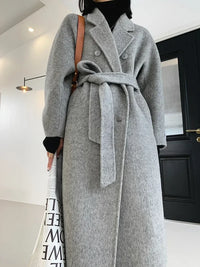 Klemonith | Herbst Winter Wollmantel Damen Doppelreihig – Grau