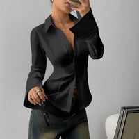 Corvielle™-Hemdbluse mit Elegantem Schnitt und Hochwertiger Verarbeitung – Schwarz