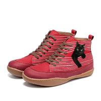 Zara - Stylischer Stiefel Mit Katzenmotiv – Rot